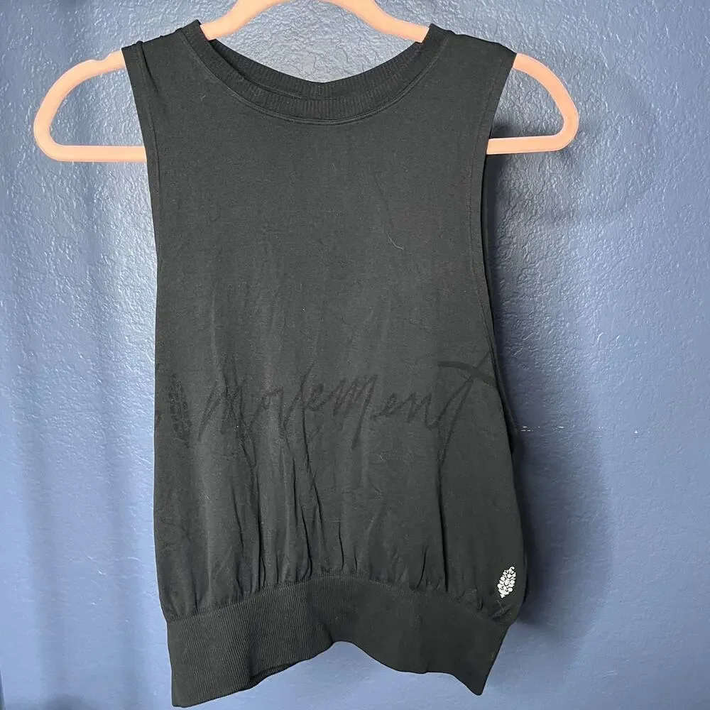 Free People Movement Black Sleeveless Muscle Top Open Back Lightweight M/L